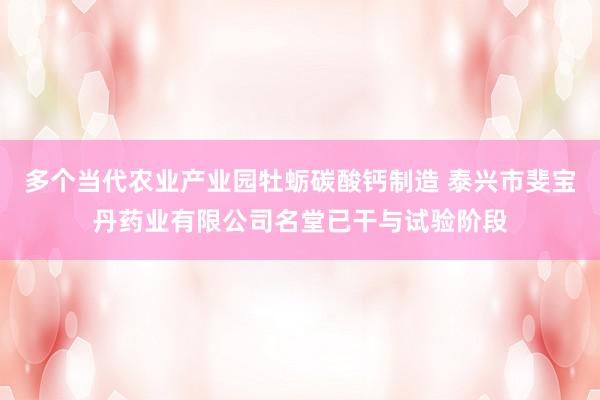 多个当代农业产业园牡蛎碳酸钙制造 泰兴市斐宝丹药业有限公司名堂已干与试验阶段