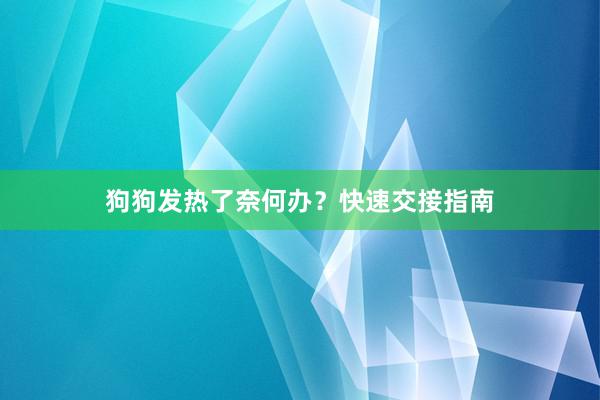 狗狗发热了奈何办？快速交接指南